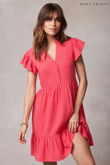 Mint Velvet Red Cotton Mini Dress (E13402) | £109