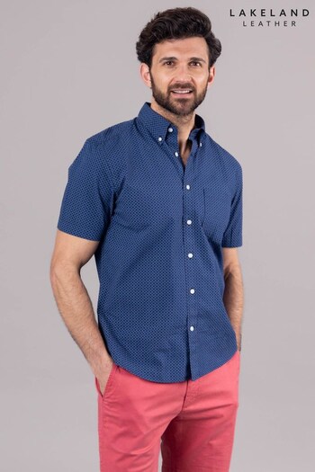 Lakeland Clothing Blue Ashley Cotton Short Sleeve Shirt (E13437) | £45