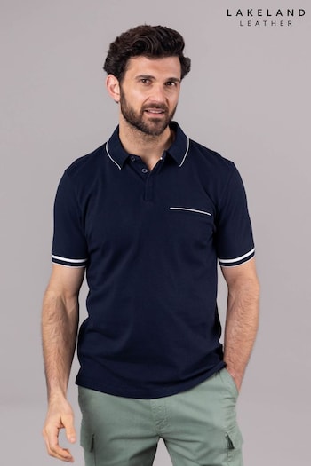 Lakeland Clothing Blue Leon Cotton Blend Short Sleeve Polo Shirt (E13445) | £41