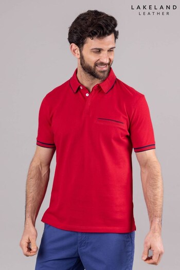 Lakeland Clothing Red Leon Cotton Blend Short Sleeve Polo Shirt (E13446) | £41