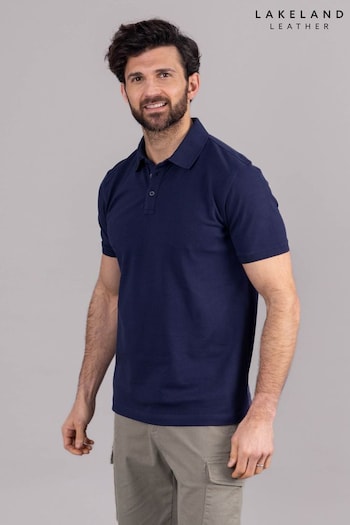 Lakeland Clothing Blue Hudson Cotton Blend Short Sleeve Polo Shirt (E13448) | £35