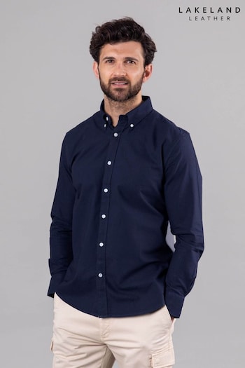Lakeland Cream Clothing Blue Warrick Cotton Shirt (E13456) | £50