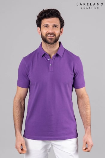 Lakeland Clothing Purple Hudson Cotton Blend Short Sleeve Polo Original Shirt (E13458) | £35