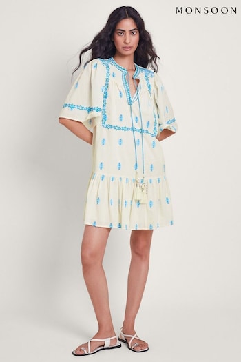 Monsoon White Jacinta Embroidered Dresses (E13491) | £80