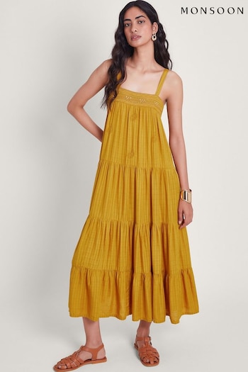 Monsoon Yellow Marlee Tiered Dress (E13499) | £75