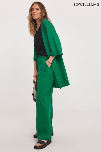 JD Williams Green Linen Mix Longline Kimono Cardigan (E13514) | £32