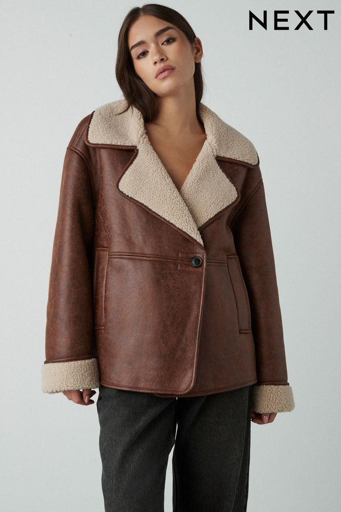 Women s Aviator Coats Jackets Shearling Aviator Coats Jackets Next