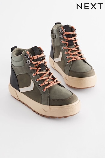 Khaki Wide Fit (G) Cleated High Top Boots (E13853) | £26 - £30