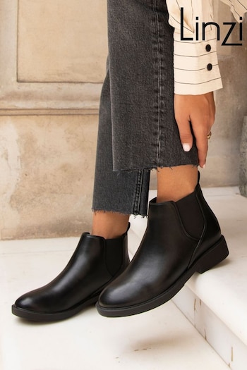 Linzi Black PU Karina Chelsea boots dont With Stretch Side Panel (E13968) | £35