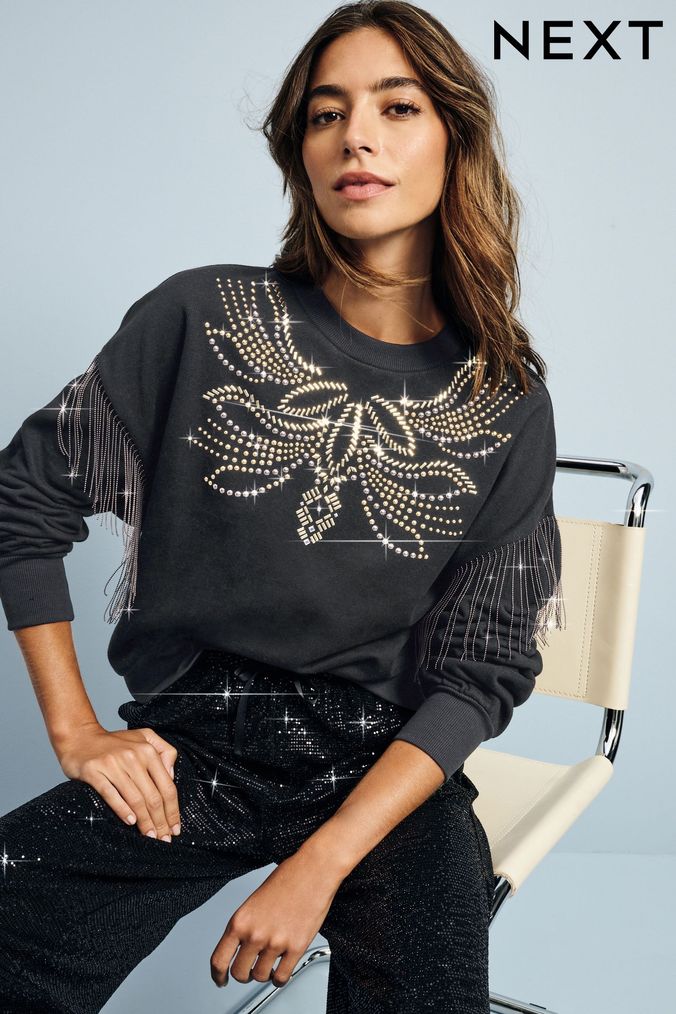Embellished sweatshirts ladies sale