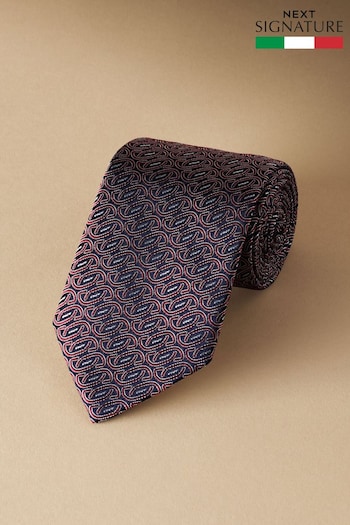 Navy Blue/Red Link Signature Made In Italy Tie (E14096) | £30