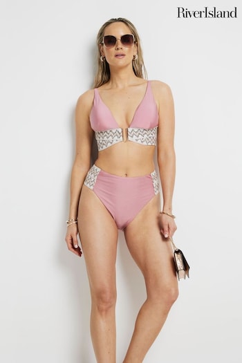 River Island Pink Elastic High Waisted Bikini Briefs (E14190) | £22