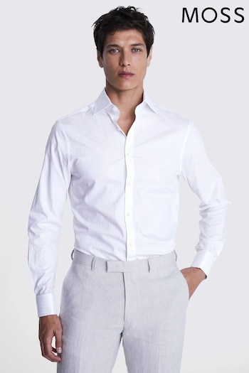 MOSS Slim Fit Self Stripe White Shirt (E14217) | £50
