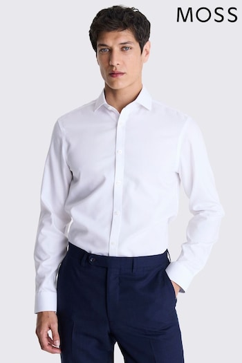 MOSS Slim Fit Pinpoint Oxford Contrast Non Iron White Shirt (E14220) | £50