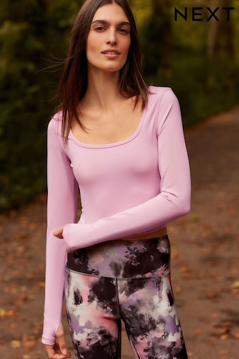 Pink Active Long Sleeve Square Neck Top (E14228) | £22