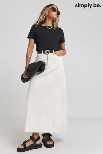 Simply Be Cream A Line Maxi Denim Skirt (E14287) | £40