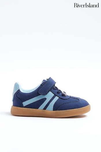 River Island Blue Boys Side Stripe Trainers (E14438) | £18