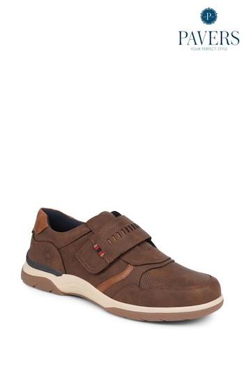 Pavers Touch-Fasten Brown Trainers (E14480) | £50