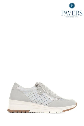 Pavers Grey Chunky Lace-Up Trainers (E14486) | £35