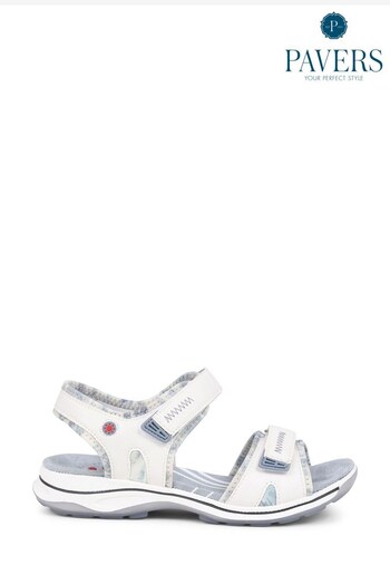 Pavers Dual-Strap Touch-Fasten White Sandals (E14507) | £40