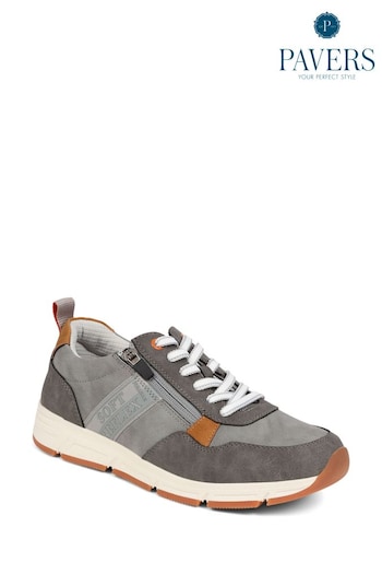 Pavers Grey Lace-Up Trainers (E14509) | £50