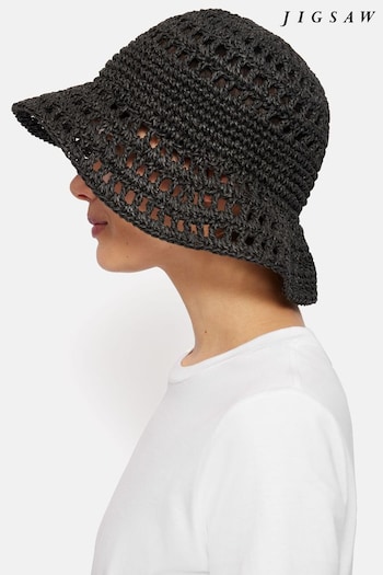 Jigsaw Crochet Bucket Black Hat (E14599) | £50