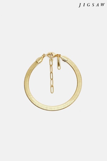 Jigsaw Gold Tone Chunky Snake Chain Bracelet (E14603) | £40
