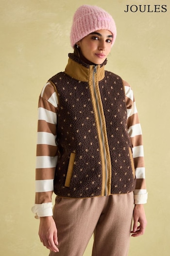 Joules Lilah Chocolate Brown Printed Gilet (E14660) | £64.95