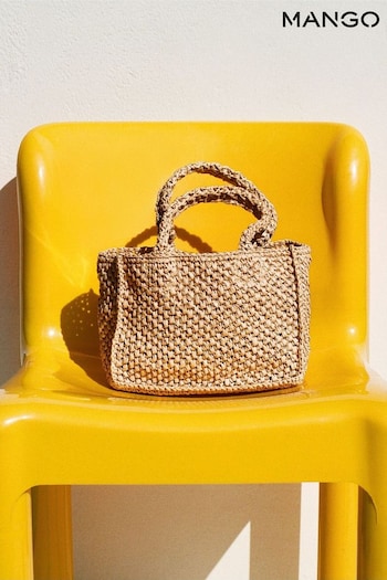 Mango Raffia-effect Shoulder Brown Bag (E14694) | £36