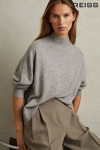 Reiss Grey Marl Alicia Wool Blend Funnel Neck Jumper (E14756) | £98