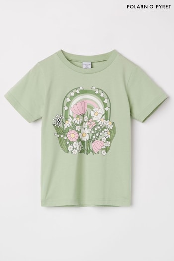 Polarn O Pyret  Organic Cotton Floral Print T-Shirt (E14807) | £14