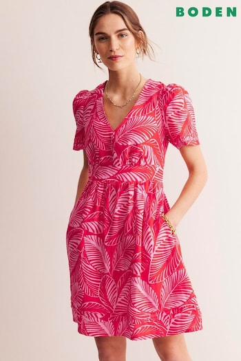 Boden Red Eve Linen Short Dress (E14823) | £120