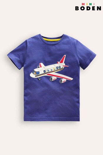 Boden Blue Appliqué Plane T-Shirt (E14833) | £19 - £21