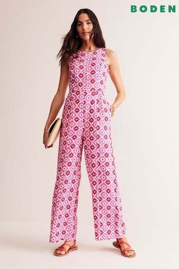 Boden Pink Tall Carla Linen Jumpsuit (E14845) | £135