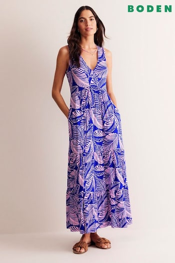 Boden Blue Sylvia Jersey Maxi Tier Dress (E14857) | £98