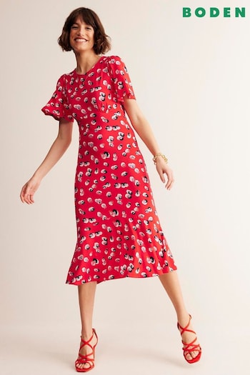 Boden Red Felicity Jersey Midi Tea Hattie Dress (E15066) | £85