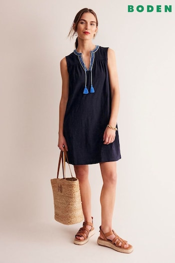 Boden Blue Nadine Notch Cotton Bermuda Dress (E15084) | £60