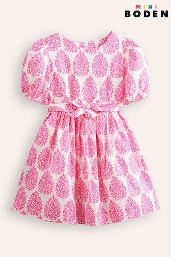 Boden Pink Cotton Linen Puppies Vintage Dress (E15089) | £37 - £42