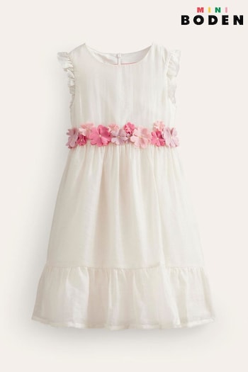 Boden Cream Flutter Organza Dress (E15092) | £62 - £68