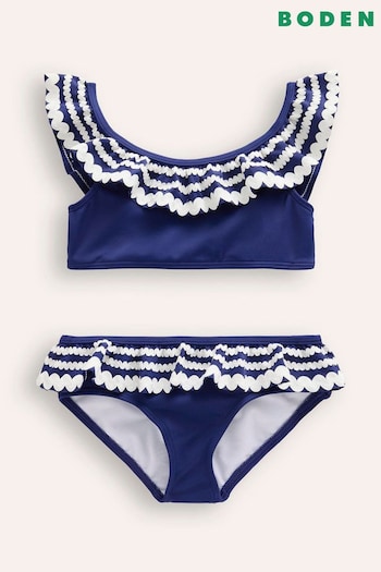 Boden Blue Ric Rac Frilly Bikini (E15097) | £27 - £32