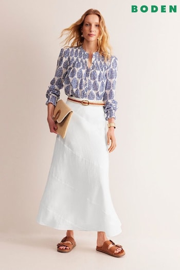 Boden White Patchwork Bias Cut Slip Skirt (E15099) | £110