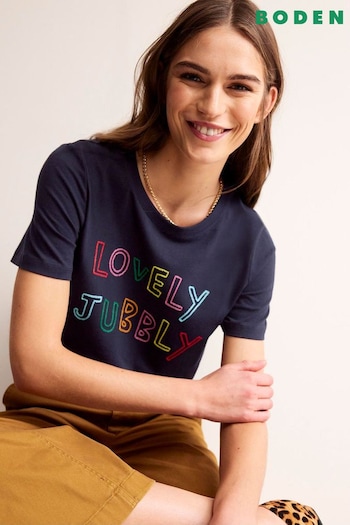 Boden Blue Rosa Embroidered T-Shirt (E15100) | £38