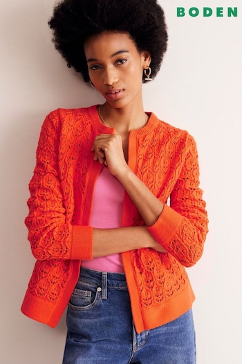 Boden Orange Crochet Knit Cardigan (E15109) | £85