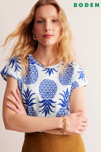 Boden Blue Louisa Pineapple Printed Slub T-Shirt (E15113) | £28
