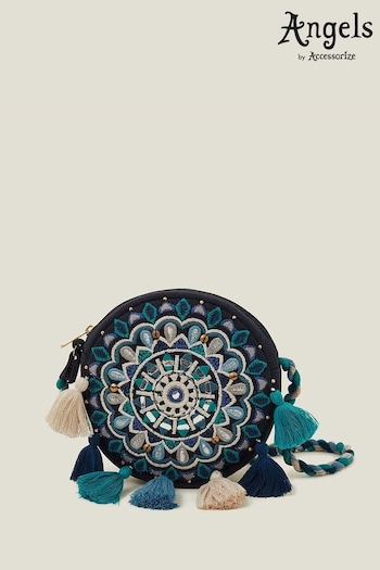 Angels By Accessorize Blue Round Tassel Cross-Body Bag (E15174) | £14