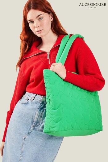 Accessorize Green Quilted Shopper Bag (E15180) | £32
