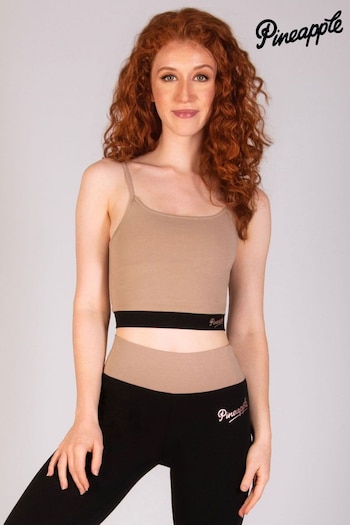 Pineapple Brown Womens Strappy Midi Crop Bra Top (E15231) | £20