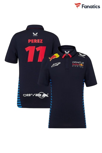 Fanatics Kids Blue F1 Red Bull Racing 2024 Sergio Perez Team Polo Shirt (E15256) | £55