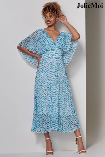 Jolie Moi Blue Kyra Pleated Chiffon Maxi Dress (E15382) | £75