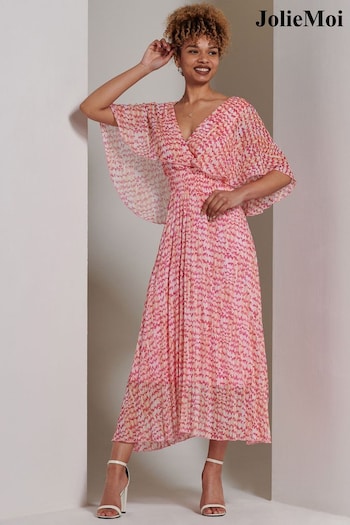 Jolie Moi Pink Kyra Pleated Chiffon Maxi Dress (E15385) | £75